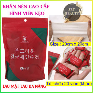 [Siêu Tiện Lợi] Túi 20 Khăn Nén Cao Cấp Hình Viên Kẹo Yifuyan Kích Thước 20cm*20cm Vải Bông Cotton 100% Dùng Để Lau Mặt Lau Chùi Đa Năng
