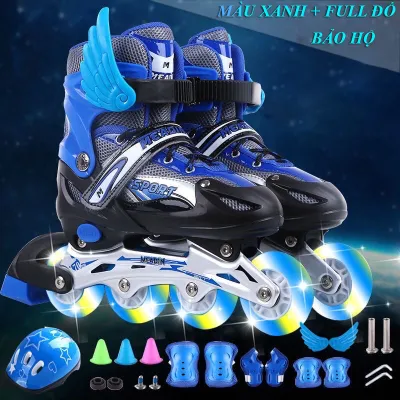 [TẶNG FULL BẢO HỘ] giày trượt patin sport trẻ em và người lớn đủ size bánh xe phát sáng có điều chỉnh cỡ trên giàygiày trượt patin giá rẻ cân bằng tốt