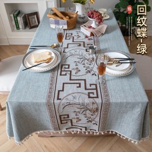 New Chinese National Style Pattern Tablecloth Orchid Butterfly Jacquard Table Cover Decor for Coffee Table Diningroom Hotel Restaurant High-end Light Luxury Tablecloth