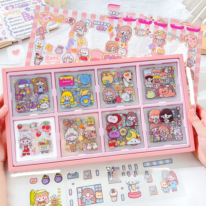 200 pcs cute sticker set, with box | Lazada PH