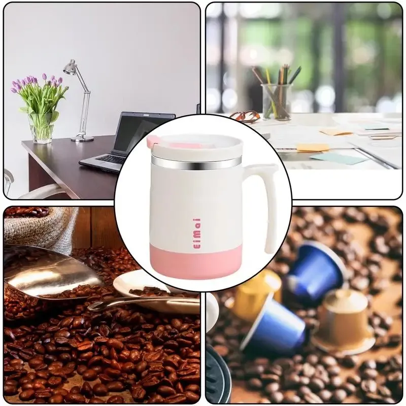Stainless Steel Coffee Mug Tumbler With Straw Thermos Cup With Handle  Leak-Proof Insulated Cup