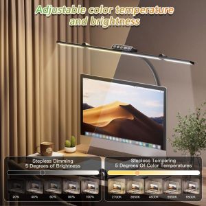 YUNAFIN 3 đầu Đèn bàn USB 10 mức độ sáng Nhựa Đèn gập tay Di động Xây dựng bằng  loại Đèn chăm sóc mắt Sử dụng văn phòng