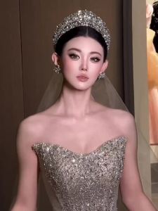 Gorgeous European Wedding Tiaras Crowns Zircon Crystal Headpieces Evening Brides Hair Accessories Prom Jewelry