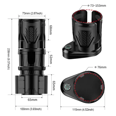 SEAMETAL Giá Để Cốc Nước Trên Xe Hơi Đa Năng Bằng Sợi Carbon Có La Bàn Giá Để Đồ Uống Ở Giữa