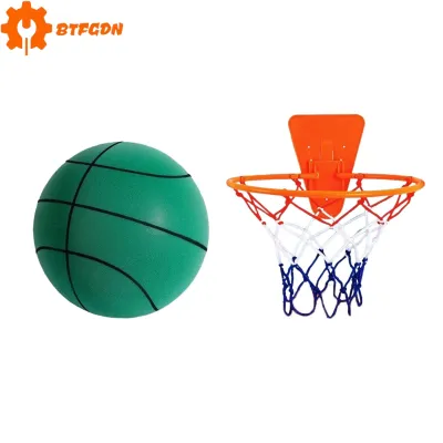 Aoweti Foam Basketball Quiet Play Basketball Silent Basketball Set for Kids Adults – Quick Rebound Low Noise Training Ball with Indoor Outdoor Basket – Perfect for Home School and Backyard Play