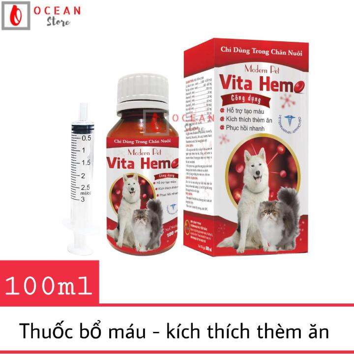 Thuốc hỗ trợ tạo máu, kích thích thèm ăn cho chó mèo - Thuốc bổ máu VITA - HEMO 100ml