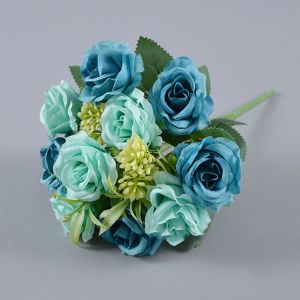 FUDESHE 10หัว ช่อกุหลาบเทียม มี6สี ผ้าไหมสีขาว ดอกโบตั๋นปลอม เหมือนจริงจริง 31ซม. ค่ะ การตกแต่งดอกไม้สไตล์ตะวันตก ดอกไม้ตกแต่งงานแต่งงาน