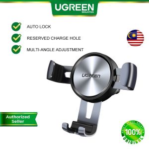 UGREEN Car Air Vent Mount Cell Phone Holder Gravity Compatible for 13 12 11 Pro Max SE XR XS X 6S 7 Plus 8 6 Samsung Galaxy S20 S9 S10 S8 S7 Edge S6 Google Pixel 4 2 XL LG G8 Smartphone Black