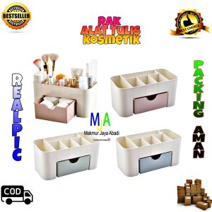 PROMO (BISA COD) RAK KOSMETIK PLASTIK / ORGANIZER BOX / TEMPAT PENYIMPANAN STASIONARY MULTIFUNGSI / RAK PERALATAN MAKE UP / RAK ALAT TULIS