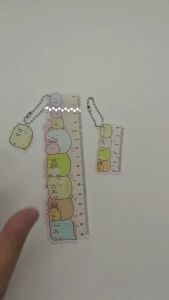 Sumikko Gurashi Acrylic Ruler 15cm Set Of 2 Stacked Characters Shirokuma Penguin Die Cut Charm Ball Chain Kawaii Collectible Stationery Clear Desk