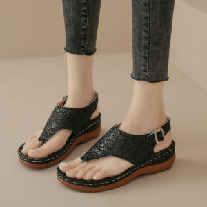 [Free Shipping] Plus-Size Sandals Flat-Soled Womens Sandals Thick-Soled Roman-Style Sandals Fish-Mouth Design Plus-Size Casual Womens Shoes Trendy
