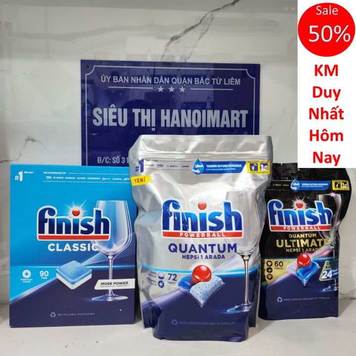 Viên rửa bát Finish Quantum 72V hoặc 90 viên rủa bát finish classic hoặc 60 viên rửa bát finish Ultimate
