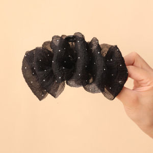 Kẹp Tóc Nơ Voan 13cm Nhiều Tầng Đính Kim Sa Lấp Lánh Kẹp Nơ Tầng Bản To Cố Định Tóc Gọn Gàng Phong Cách Tiểu Thư