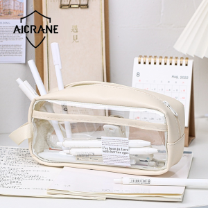 Transparent Large Capacity Pencil Bag INS Style School Case Stationery Holder Waterproof Portable Pen Case Pencil Storage Bag