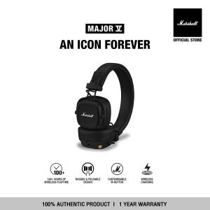 MARSHALL MAJOR V BLUETOOTH BLACK - รับประกัน 1 ปี + ส่งฟรีทั่วไทย (หูฟังบลูทูธ หูฟัง Bluetooth หูฟังครอบหู หูฟัง marshall ของแท้)