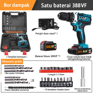 JLD  766VF 2Baterai Mesin bor cordless/Elektrik Drill/ bor listrik/10mm Set Reversible Mesin Bor Tangan Listrik