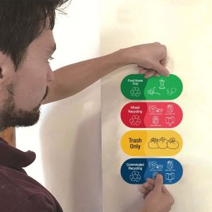 SONHO 10pcs Waterproof Recycling Sorting Sticker Vinyl Logo Decals Mixed Recycle Sticker Bin Decal Eco-Friendly Trash Can Sticker Home Decor