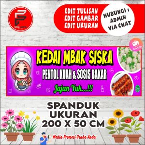 Spanduk Warung Pentol / Banner Jajanan Sosis Bakar / Spanduk warung / Spanduk Jajanan / Spanduk Ukuran 200x50 cm Bisa COD