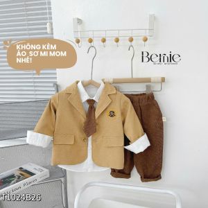 Set bộ vest dài dáng Blazer áo vest kèm quần và cà vạt cho bé trai 1 đến 7 tuổi BERNIE T1024B26