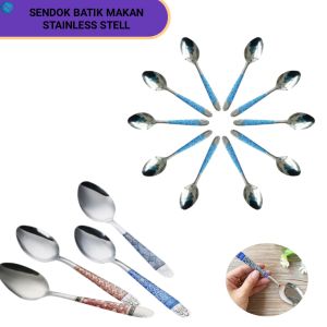 (3 Pcs) SENDOK MAKAN STAINLESS MOTIF BATIK / Sendok Batik Makan Stainless Steel 1 pcs