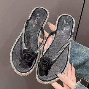 Free Shipping Rhinestone Sandals 2026 New WomenS Flat Beach Flip-Flops For Summer Outdoor Wear