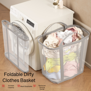 Storage Basket Foldable Dirty Clothes Basket Large Capacity Storage Cleaning Easy to Store Wall-mounted