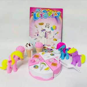Mainan Anak Kue Tart Potong Ulang Tahun Bonus 3 Kuda Pony Dan Es Krim Ice Cream