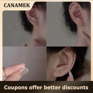 【 CANAMEK 】 1Pair Fashion Trendy Mini Zircon Stud Earrings For Women Girls Daily Geometry Small Earrings Ear Bone Nail Jewelry Accessories