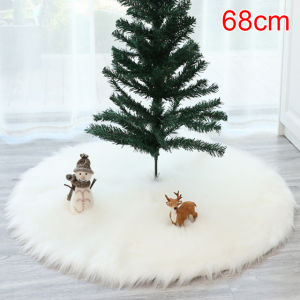 38/68ซมกระโปรงต้นคริสต์มาสสีขาวหิมะต้นคริสต์มาสที่ทำจากผ้ากำมะหยี่ขนเทียมเครื่องประดับเสื่อพรมสำหรับการตกแต่งงานปาร์ตี้ภายในบ้านปีใหม่