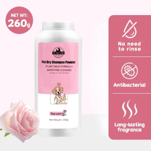 MEIANVU Pet Dry Cleaning Powder 260g Anti-Tick and Flea Dog Cat Dry Shampoo Powder