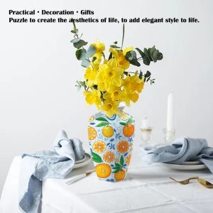 PLUMFOU Creative 3D Puzzle Vase Waterproof DIY Home Decoration Vase Crafts Arrange Flowers Flower Arrangement Vase Housewarming Gift