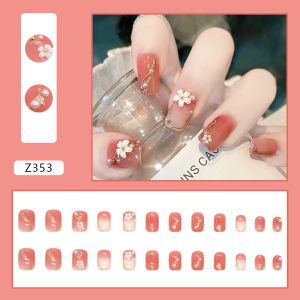 Kuku Palsu Tangan Kualitas 3D + FREE LEM Cantik 24 Pcs Waterproof Fake Nail Art Nail Tahan Air NL002
