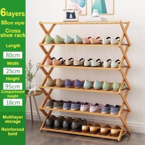 Shoe Rack 6 Layer Solid Wood Organizer Wooden Storage Shelves Stand Shelf 4 Layer Space Saving Rack Bamboo Shoe Rack Organizer For Shoes Storage Wooden Shoe Rack Stand