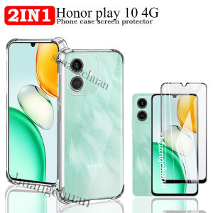 2IN1 For Honor play 10 screen tempered glass protective film Honor play 10 4G Transparent phone case anti-drop phone case