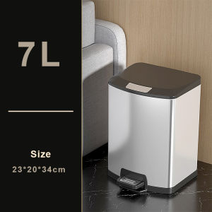JustLiving 5/7/9/12L Household Stainless Steel Pedal Step Rubbish Bin With Slow Down Close Cover Large Capacity Kitchen Bath Toilet Rubbish Trash Garbage Cans with Separate Inner Bin