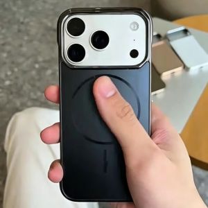 Frameless AG Nano Matte Magnetic Phone Case For iPhone 17 16 15 14 13 12 Pro Max For Magsafe Charge Plating Hard PC Cover Funda
