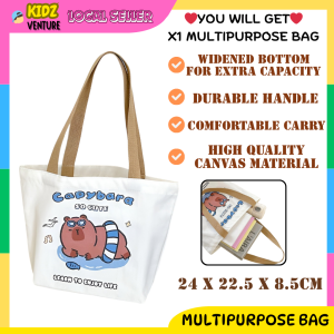 (READY STOCK)Astronaut Tote Bag Tuition Beg for Student Multipurpose Shoulder Bag Canvas太空人卡通多功能帆布包 beg tuisyen capybara