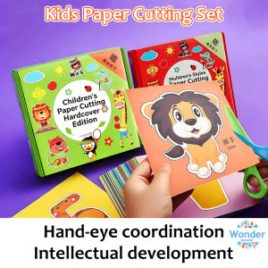 Kids Paper Cutting Set Kindergarten DIY Educational Color Paper Craft Kit with Safety Scissors