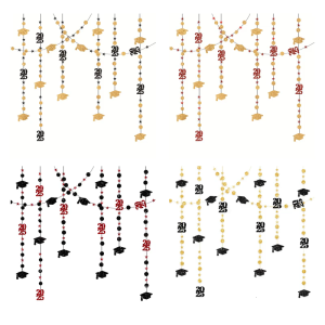 Vòng Hoa Treo giấy lấp lánh tái sử dụng tiệc tốt nghiệp Backdrop Tính năng Mũ trang trí tường