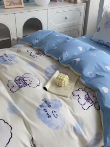 MUJI 100 Pure Cotton Bedding Set Cartoon Quilt Cover All Cotton Bedding Student Dormitory Three-Piece Set LZD