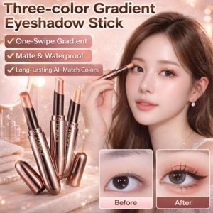 3-Color Gradient Eye Shadow Stick Long Lasting Shimmer Matte 4-In-1 Eyeshadow Palette Creamy Waterproof Makeup Kit For Students Everyday Natural Look