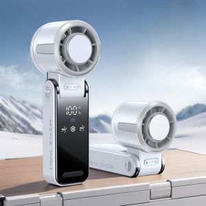 Taoxilife làm lạnh bán dẫn Quạt di động 6000mAh có thể sạc lại 100 tốc độ gió Quạt cầm tay Màn hình LED kỹ thuật số tốc độ cao turbofan