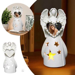 UNQIN ประณีตประณีตประณีต กรอบรูปเทียนเทวดา ไม่ซ้ำใคร งานทำมือ เชิงเทียนนางฟ้าสีขาว เชิงเทียนรูปนางฟ้า เครื่องประดับนางฟ้า ของขวัญสำหรับเด็ก