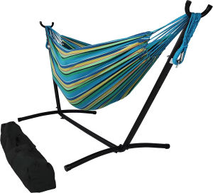 Portable Camping Hammock with Stand Heavy Duty Hammock Outdoor Indoor Hammocks Hanging Bed Outdoor Swing Hammock for Travel Picnic Patio Yard Easy to Install