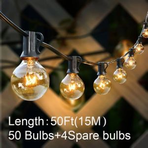 50FT/15M Christmas String Light G40 Bulb Patio Outdoor Fairy Lights Party Garden Wedding Decoration