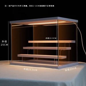Transparent Acrylic Display Box LED ✨ 桌面亚克力展示盒 Kotak Pameran Akrilik LED Kotak Paparan Mainan Wooden Top Base Light Storage