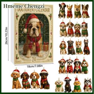 Hmeme Dog Advent Calendar 2025 2D Acrylic Dog Pendant Christmas Tree Decor 24 Days Christmas Countdown Calendar Gift For Dog Lovers
