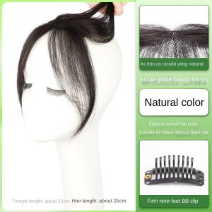 25cm Without Bangs Insta-Worthy 100% Real Human Hair Boost Volume of Hair Seamless Natural Black and Mocha Brown Topper Cover Thin or White Hair Light Breathable Base for Confidence For Women