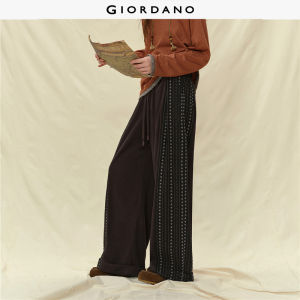 Giordano Corduroy Patchwork Striped Elastic Waist Wide Leg Pants - quality corduroy (vintage striped) elastic waist with drawstring (comfortable) 18415530