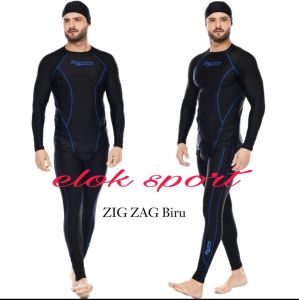 Setelan Baju Renang Pria Spandeks Lycra Motif Zig Zag Warna Abu/Abu Silver/Biru/Merah